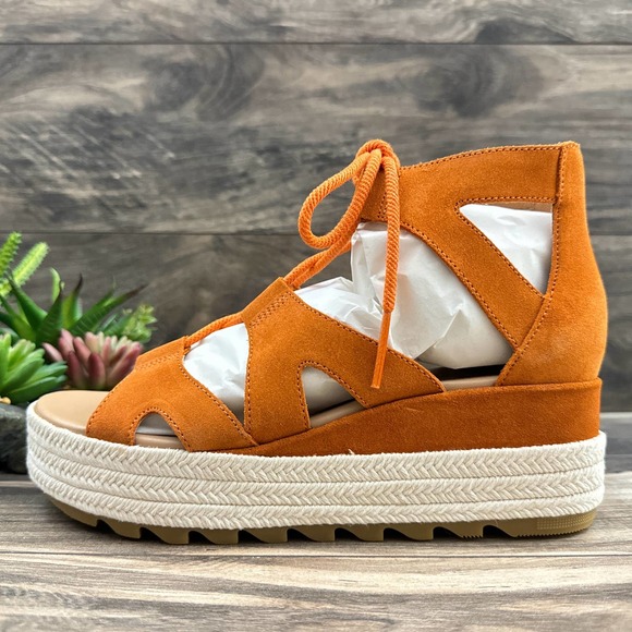 NIB Sorel Cameron 9 Lace Up Platform Gladiator Sandal Suede Desert Sun - Picture 7 of 12